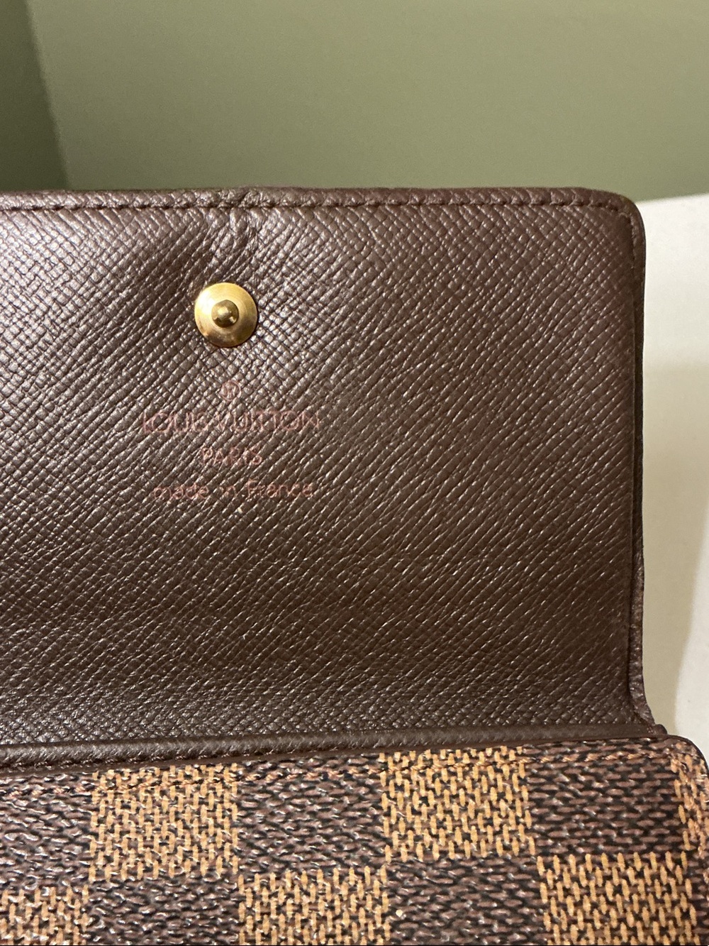 Louis Vuitton Authentic Ebene Brown Tan Damier Compact Wallet with Snap with COA - Picture 7 of 12